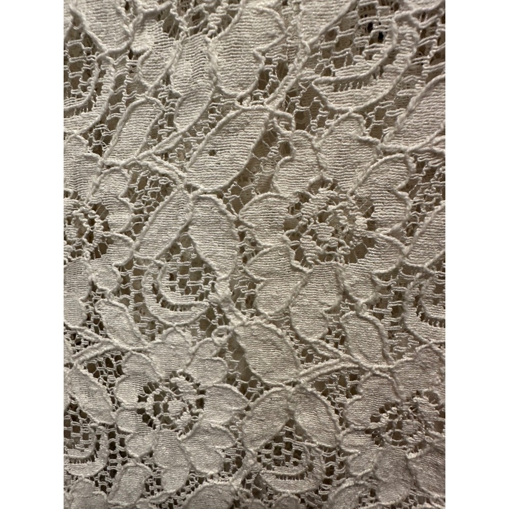 American Rag Womens XL Ivory Floral Lace Zip Up Bomber Jacket Short Sleeve Cream - Picture 11 of 15